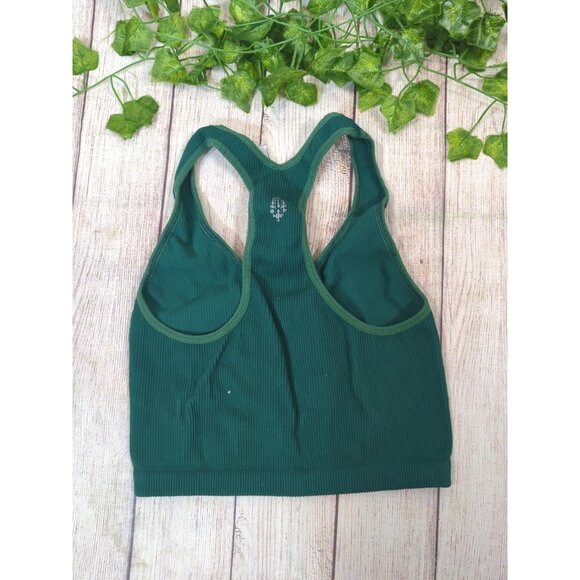 Free People Free Throw Ribbed Racer Back Tank Top Size Cropped V-Neck MED - Picture 5 of 5